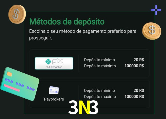 O cassino 3N3 oferece uma grande variedade de métodos de pagamento